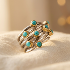 Vintage Geometric Turquoise Multi-Band Ring