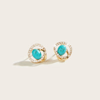 Vintage Bohemian Twist Turquoise & Rhinestone Stud Earrings
