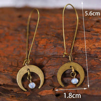 Vintage Bohemian Style Distressed Moon Shaped Design Dangle Earrings