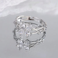 Elegant Purple Four Leaf Clover Zirconia Open Ring