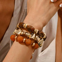 Bohemian Retro Geometric Thick Acrylic Beaded Bracelet