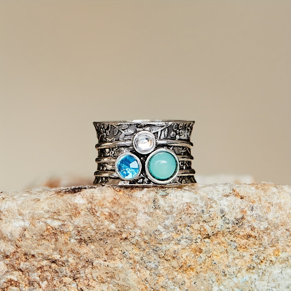 Handcrafted Multi-Stone Silver Band Ring