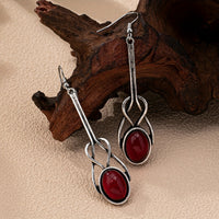 Vintage Round Glass Zinc Alloy Artisan Drop Earrings