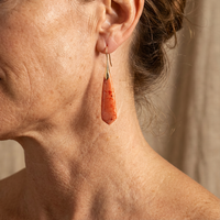 Natural Stone Autumn Blaze Triangle Jadeite Hook Earrings
