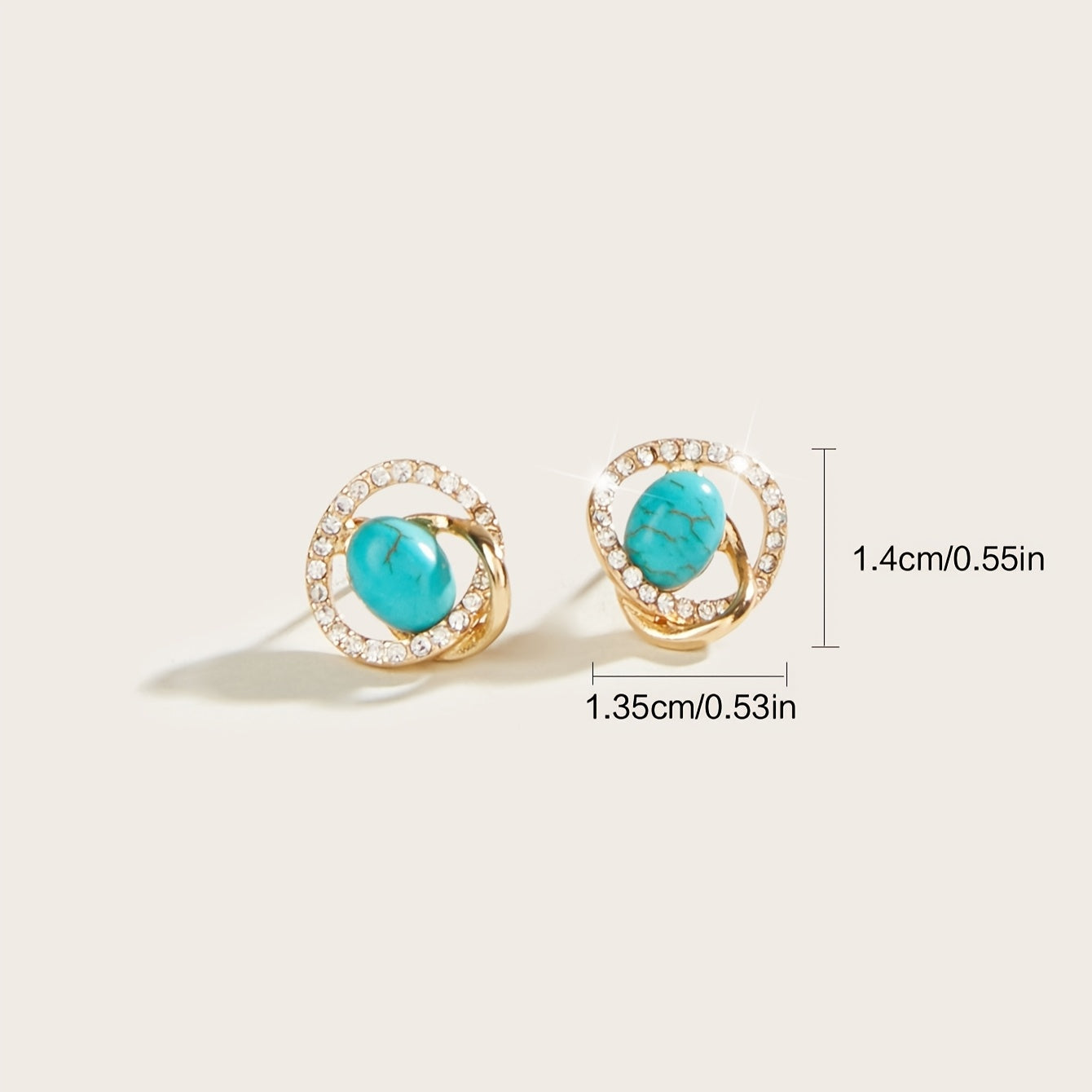 Vintage Bohemian Twist Turquoise & Rhinestone Stud Earrings