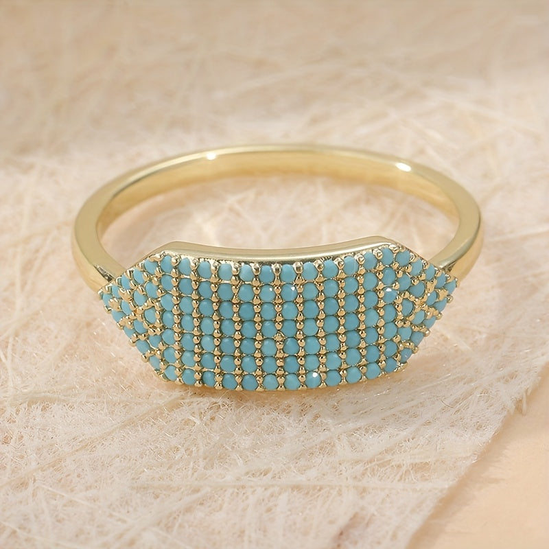 Elegant Vintage Turquoise Gold Plated Ring