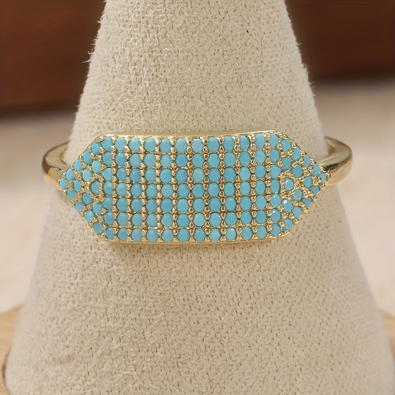 Elegant Vintage Turquoise Gold Plated Ring