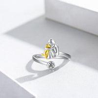Silver dog ring with zirconia stones