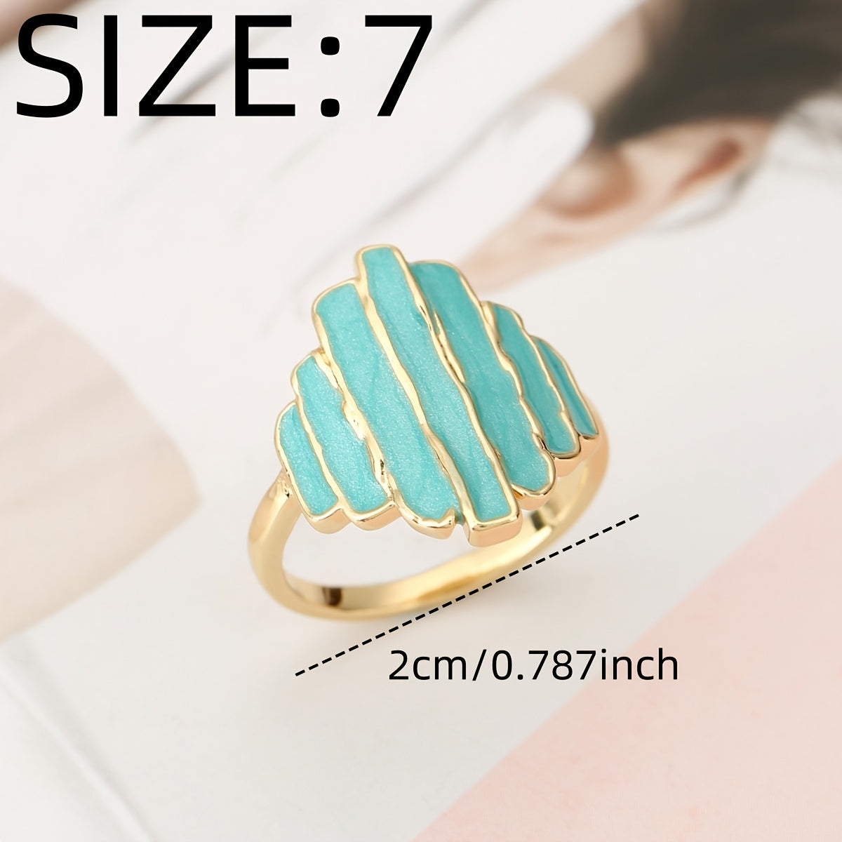 Bohemian Painted Oil Irregular Rock Edge Mint Green Ring