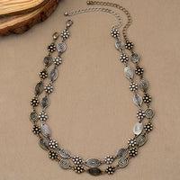 Bohemian Floral Swirl Spiral Pattern Short Choker Necklace