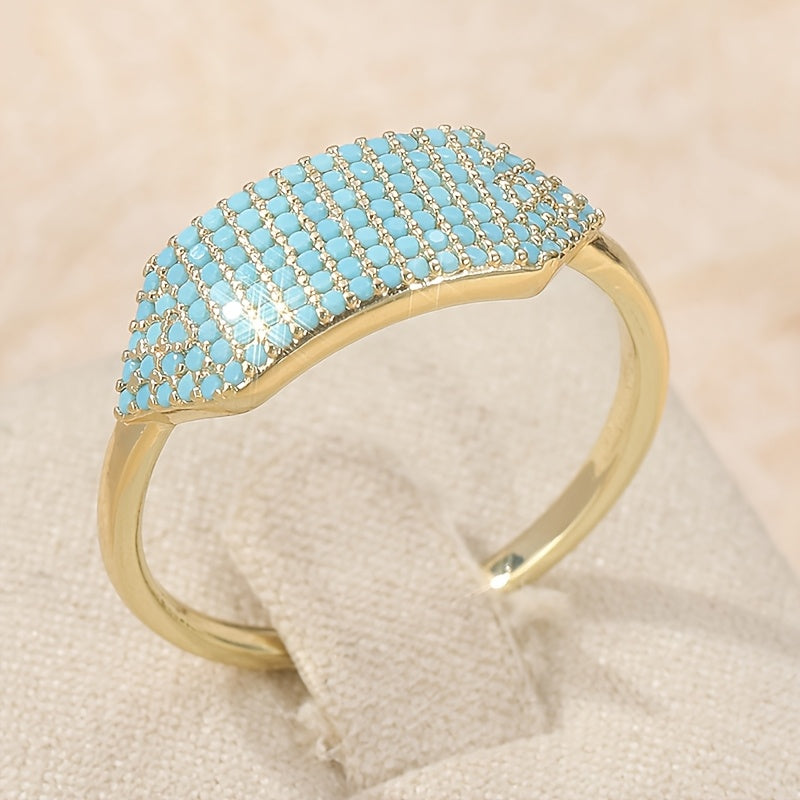 Elegant Vintage Turquoise Gold Plated Ring