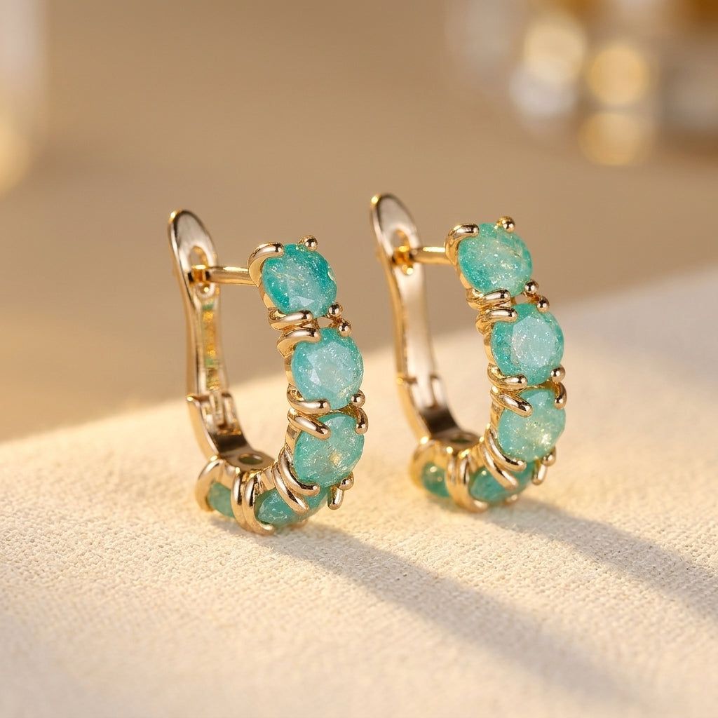 Ice Flower Cubic Zirconia Gold Hoop Earrings