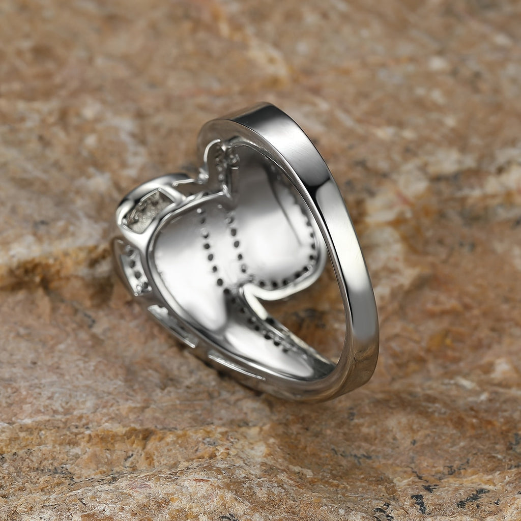 Vintage Bohemian White Opal Stone Silver Plated Ring