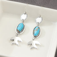 Bohemian Turquoise with Bird Charm Dangle Earrings