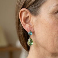 Gold Peridot Minimalist Drop Earrings