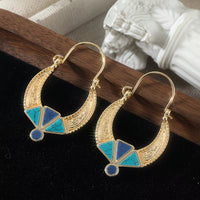 Retro Bohemian Textured Geometric Hoop Earrings