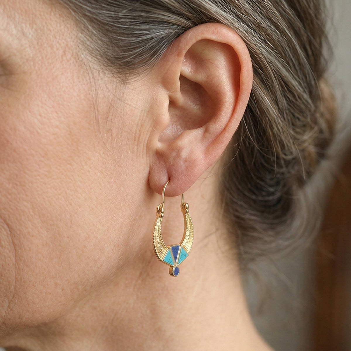 Retro Bohemian Textured Geometric Hoop Earrings