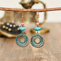 Bohemian Red Copper Colored Hoop Pendant Earrings