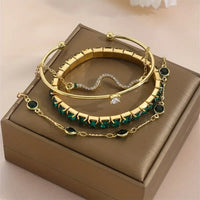 Green Gemstone Bracelet Set