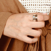 Elegant Celestial Sun Moonstone Fidget Silver Ring