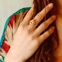 Elegant Pear Shaped Citrine Teardrop Silver Ring