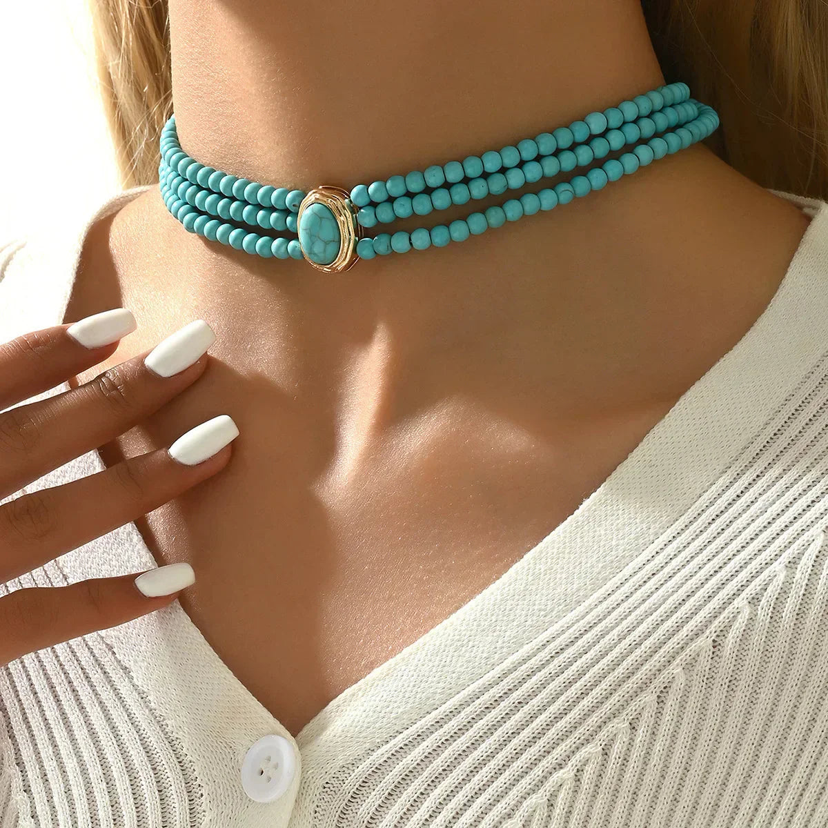 Elegant Vintage Turquoise Beaded Necklace