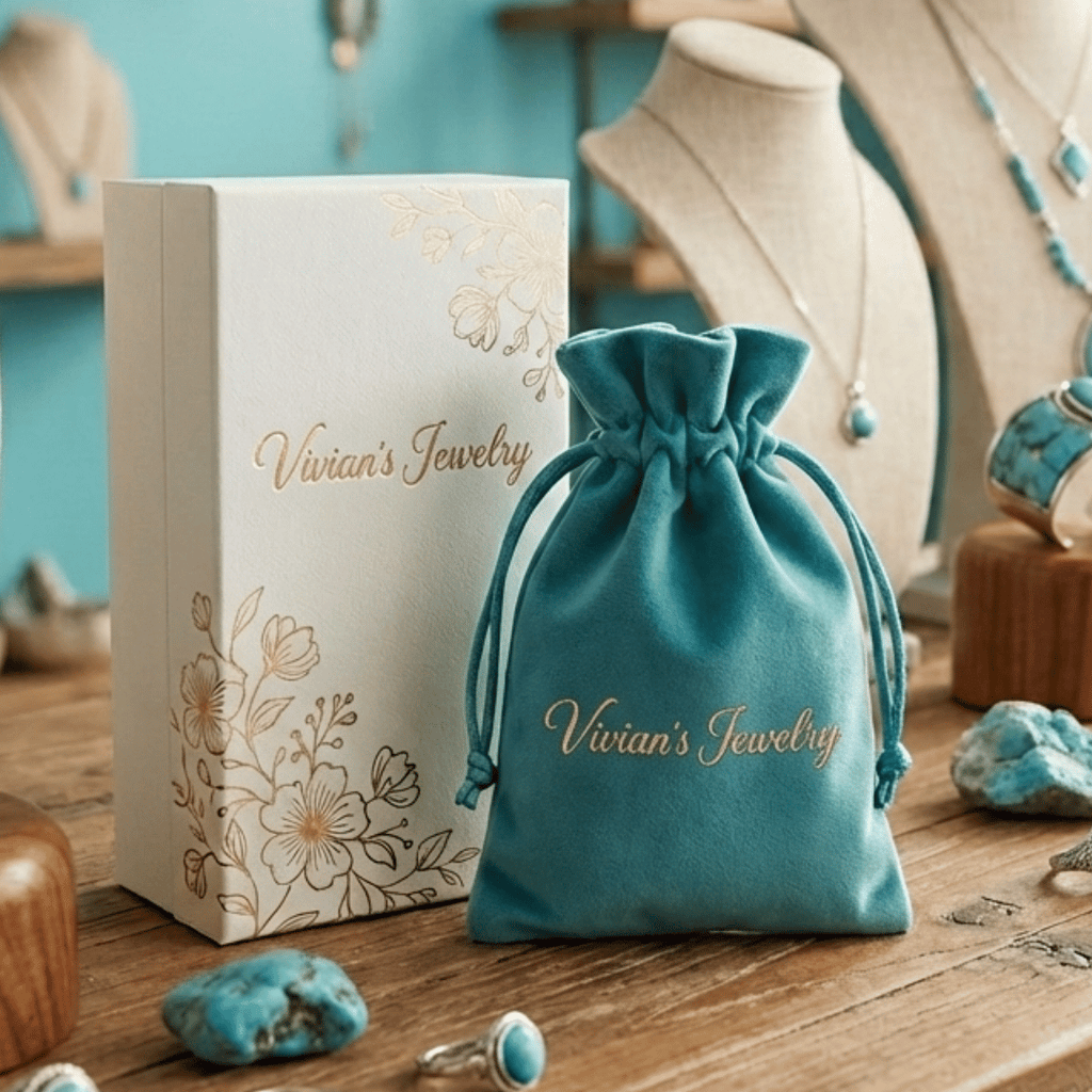 Vintage Silver Turquoise Glass Stackable Ring Set