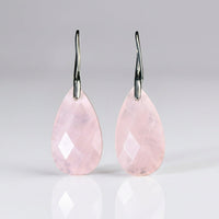 Elegant Natural Stone Rose Quartz Teardrop Earrings