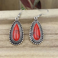 Vintage Retro Turquoise Inlaid Earrings