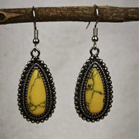 Vintage Retro Turquoise Inlaid Earrings