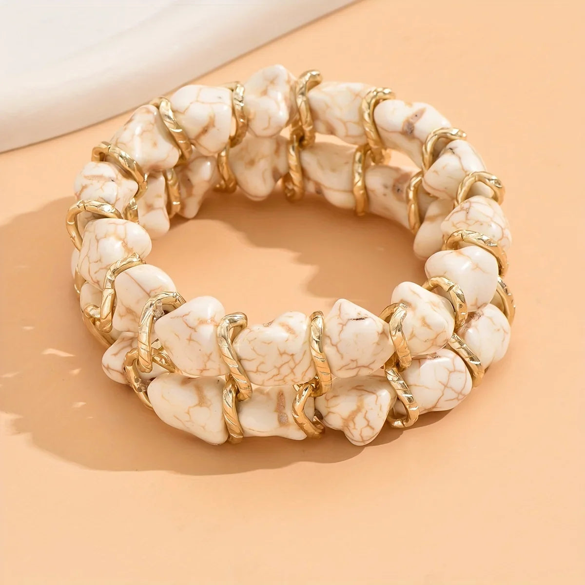 Turquoise Stone Woven Gold Bracelet