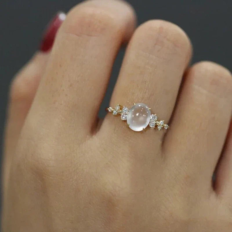 Lunar Glow Moonstone Diamond Ring