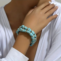 Turquoise Stone Woven Gold Bracelet