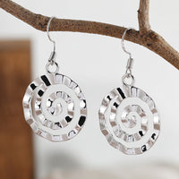 Vintage Hammered Spiral Silver Plated Earrings