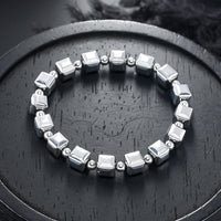 Vintage Minimalist Cubic Silver Plated Bead Bracelet