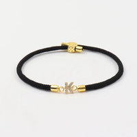 Dainty Personalized Initial Cord Bracelet with Pavé Diamond Charm