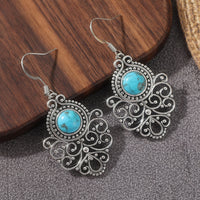 Bohemian Vintage Style Filigree Turquoise Pendant Earrings