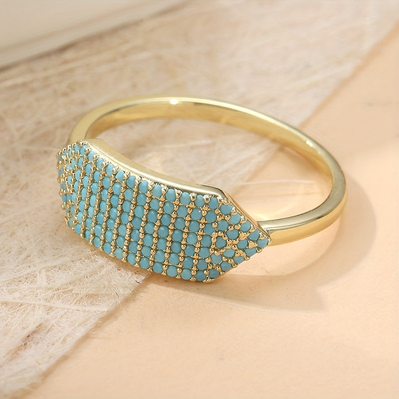 Elegant Vintage Turquoise Gold Plated Ring