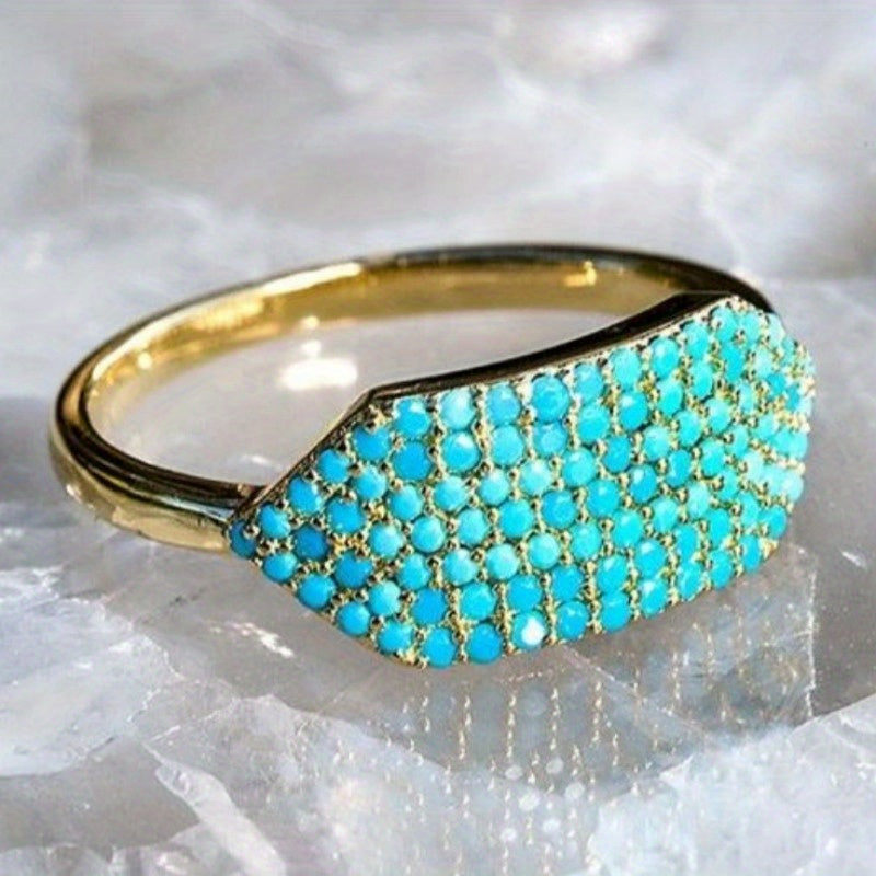 Elegant Vintage Turquoise Gold Plated Ring