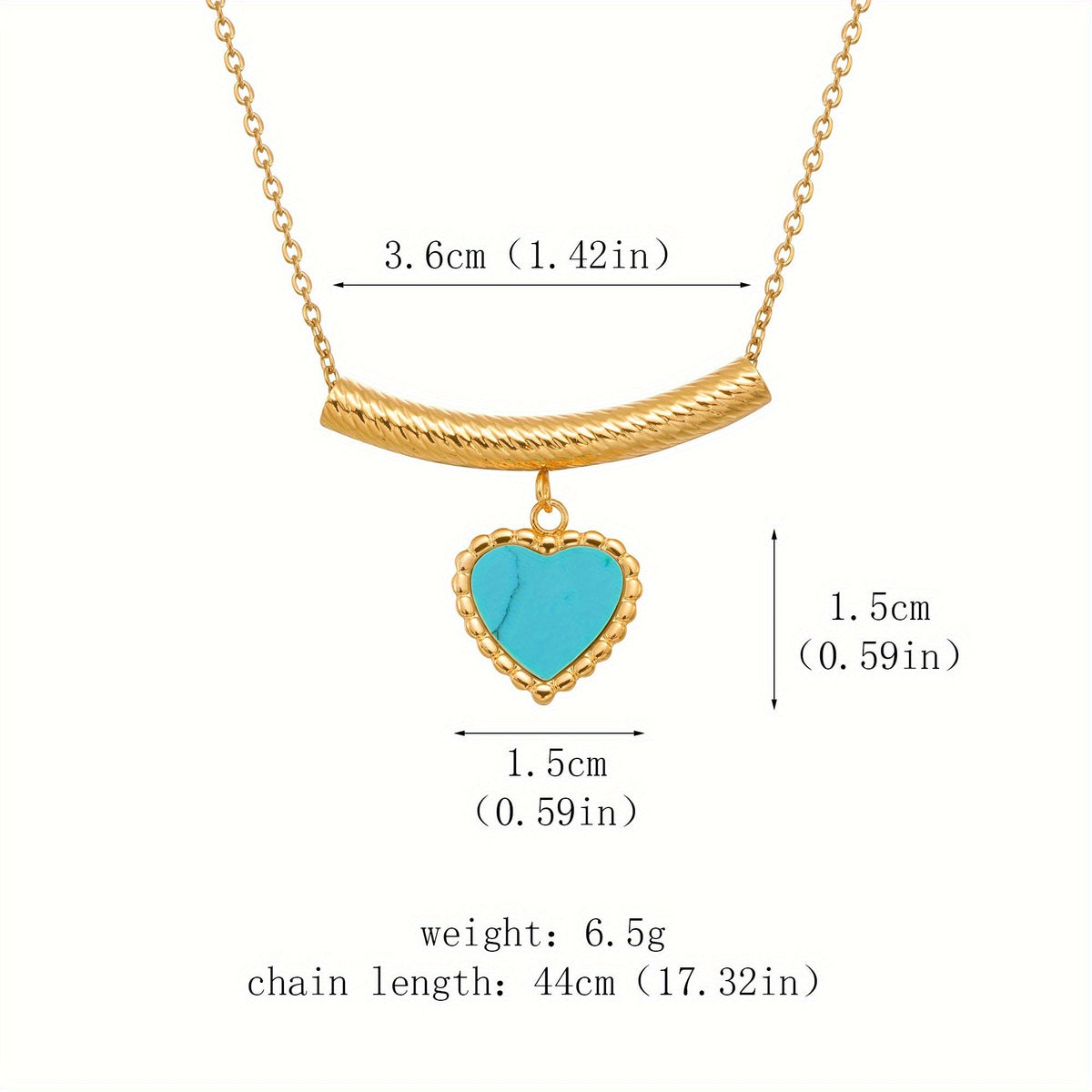 Bohemian Heart Shaped Turquoise Pendant Necklace