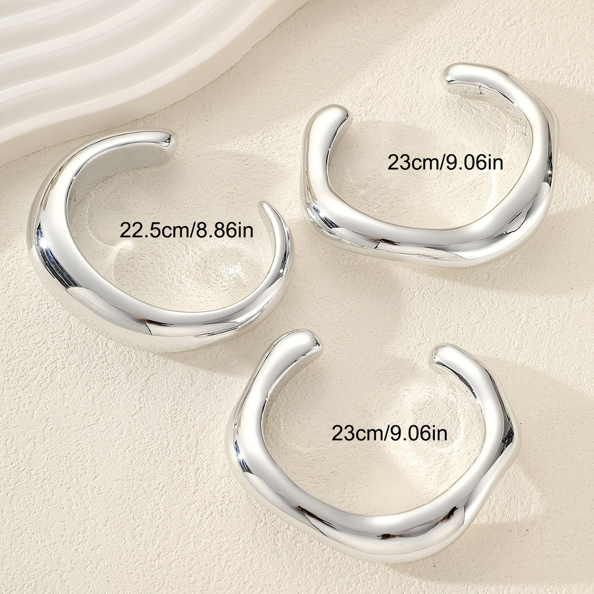 Vintage Sculptural Silver Plated Plastic Bangle Cuff Bracelet