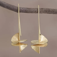 Vintage Gold Plated Leaf Statement Drop Earrings