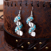 Bohemian Spiral Design Turquoise Inlay Pendant Earrings
