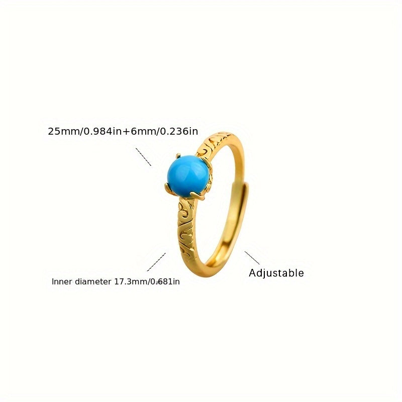 Elegant Smooth Turquoise Gemstone Golden Band Ring