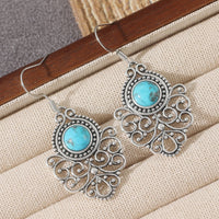 Bohemian Vintage Style Filigree Turquoise Pendant Earrings