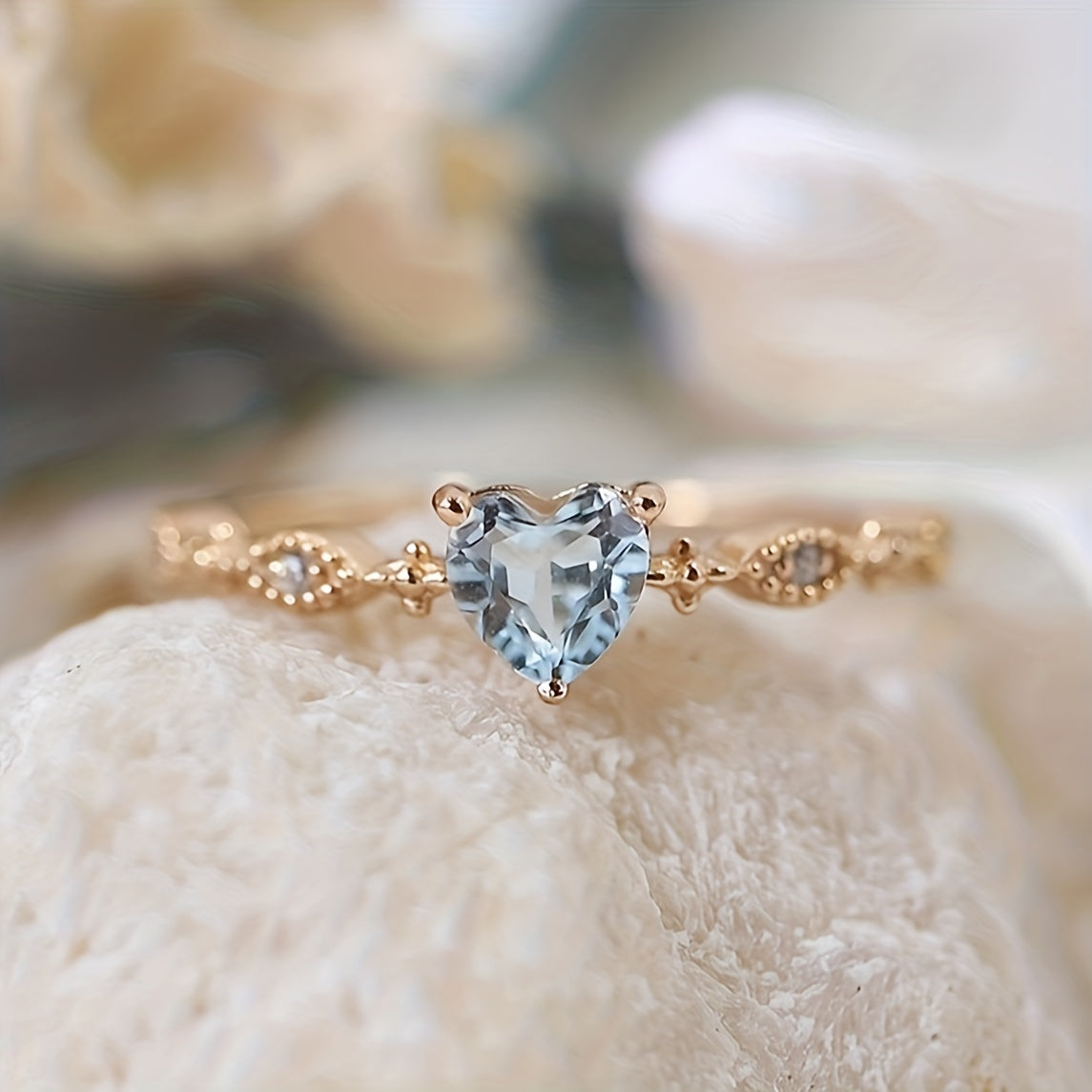Vintage Minimalist Heart Shaped Zirconia Gold Plated Ring