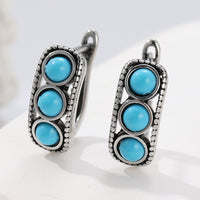 Vintage Minimalist Triple Turquoise Hoop Earrings