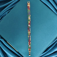 Bohemian Multi Color Zirconia Gold Plated Tennis Bracelet