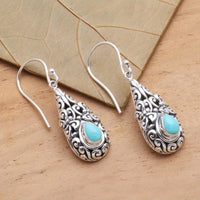 Vintage Teardrop Turquoise Silver Plated Drop Earrings
