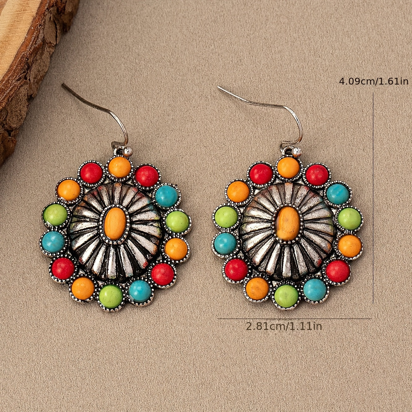 Vintage Sunburst Multistone Statement Earrings